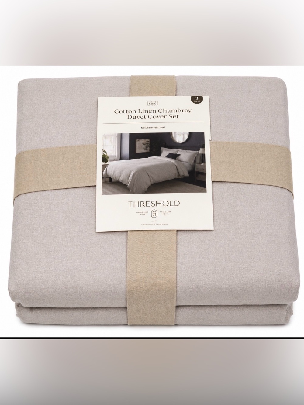 Threshold @ Target King Cotton Linen Chambray Duvet Cover & Sham Set Light Gray